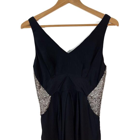 Greylin Women’s Size Small Black Sequin Side Detail Lightweight 100% Silk Dress - Picture 2 of 10